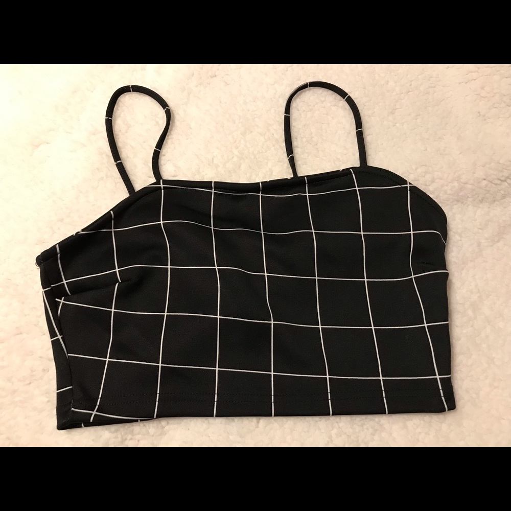 Matching Crop Top and Bottom with Black and White Pattern